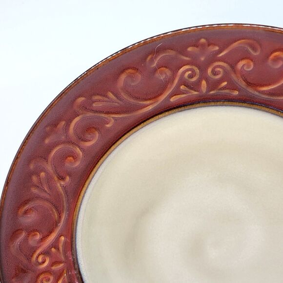 Pier 1 Red Scroll 10 3/4" Dinner Plate       2012-2016 - Picture 2 of 7